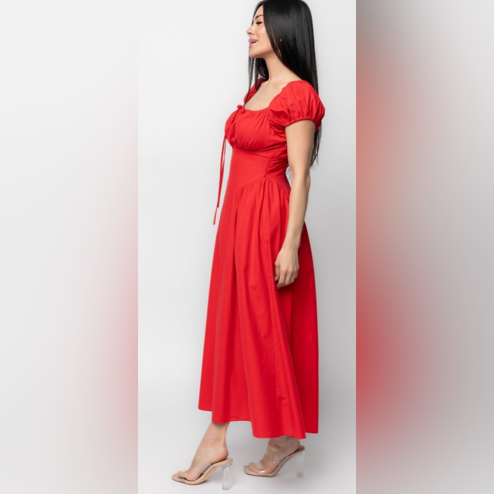 Baltic Born Red Midi Cotton Dress - Picture 3 of 9